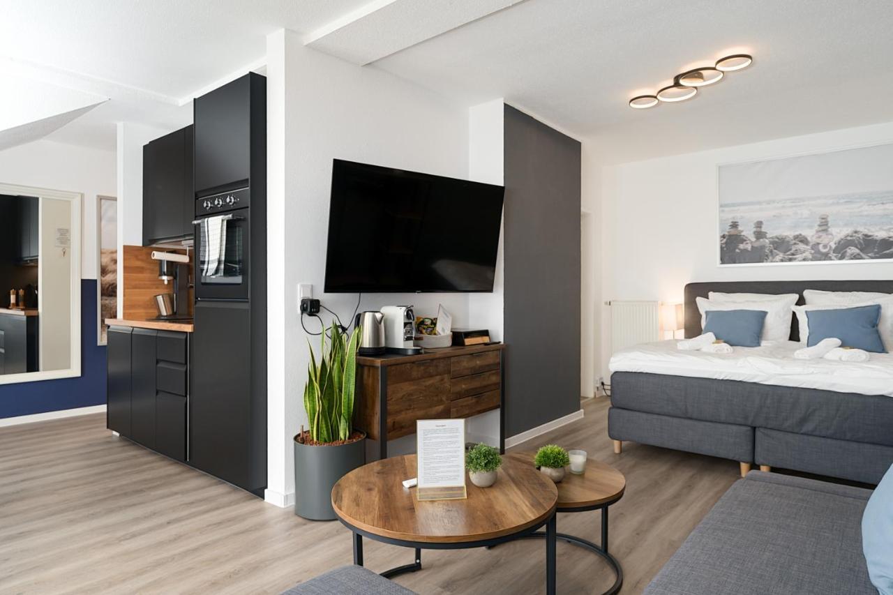 Federnest - Luxus-Studio - Kingsize Boxspringbett - Home-Office Mit Monitor Und Drucker - 11 Min Hbf Duisburg Luaran gambar