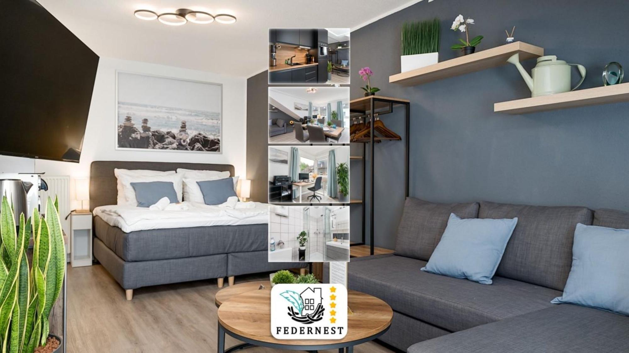 Federnest - Luxus-Studio - Kingsize Boxspringbett - Home-Office Mit Monitor Und Drucker - 11 Min Hbf Duisburg Luaran gambar